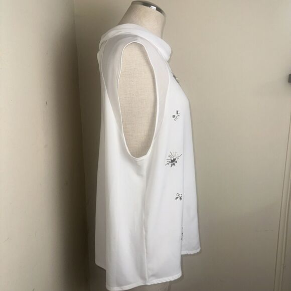 Robert Rodriguez Sleeveless Beaded Sheer Blouse Evening Wear Sz Medium EUC - Picture 6 of 10